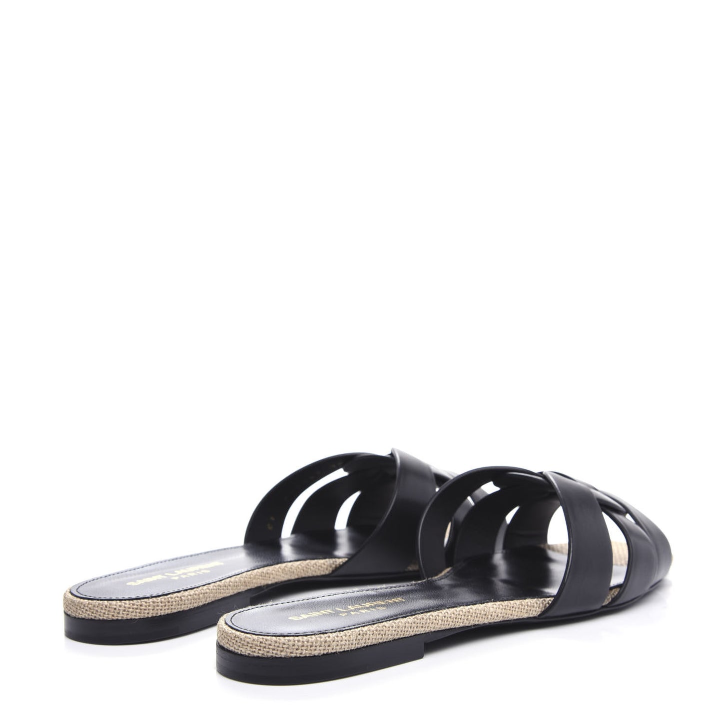 Calfskin Rope Tribute 05 Slide Sandals 38 Black