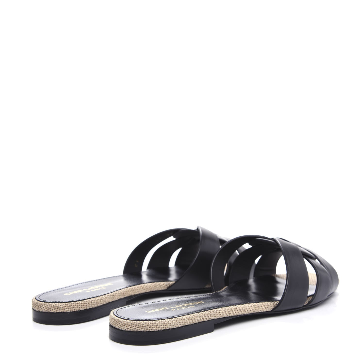 Saint Laurent Calfskin Rope Tribute 05 Slide Sandals 38 Black 4 of 10