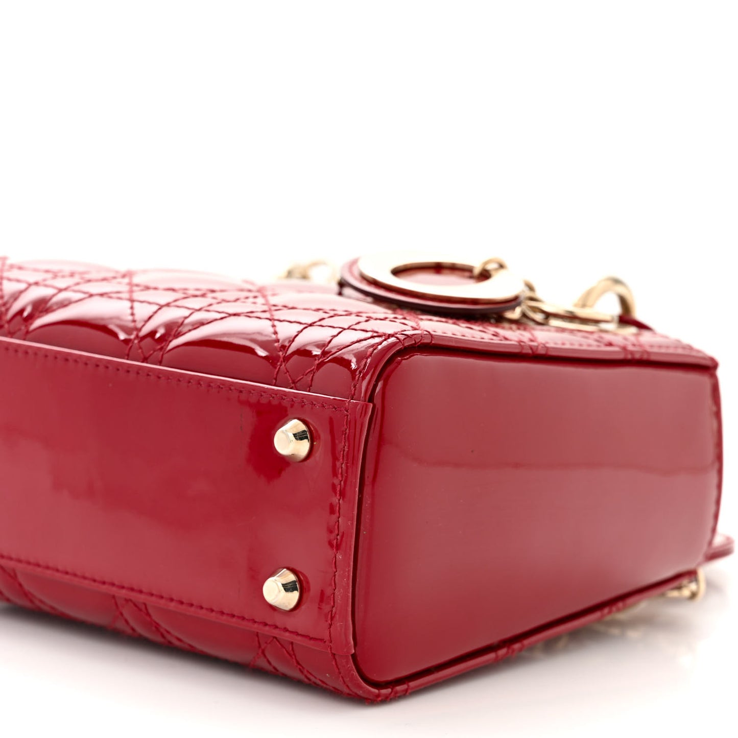 Patent Cannage Mini Lady Dior Red