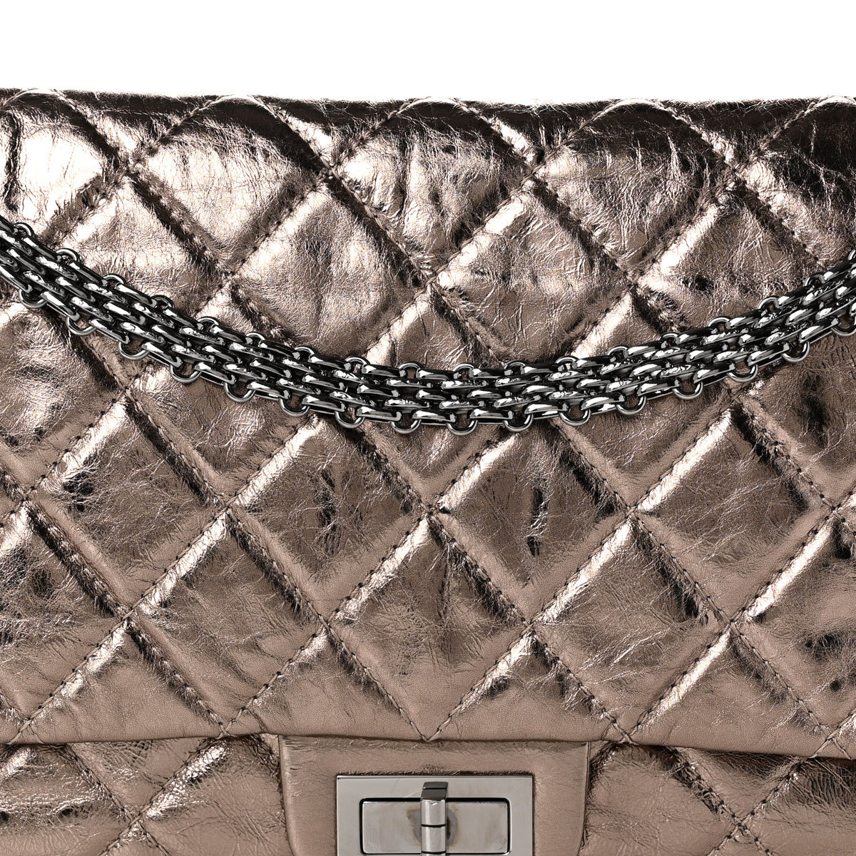 Chanel Metallic Aged Calfskin Quilted 2.55 Reissue 228 Flap Dark Silver 8 of 11
