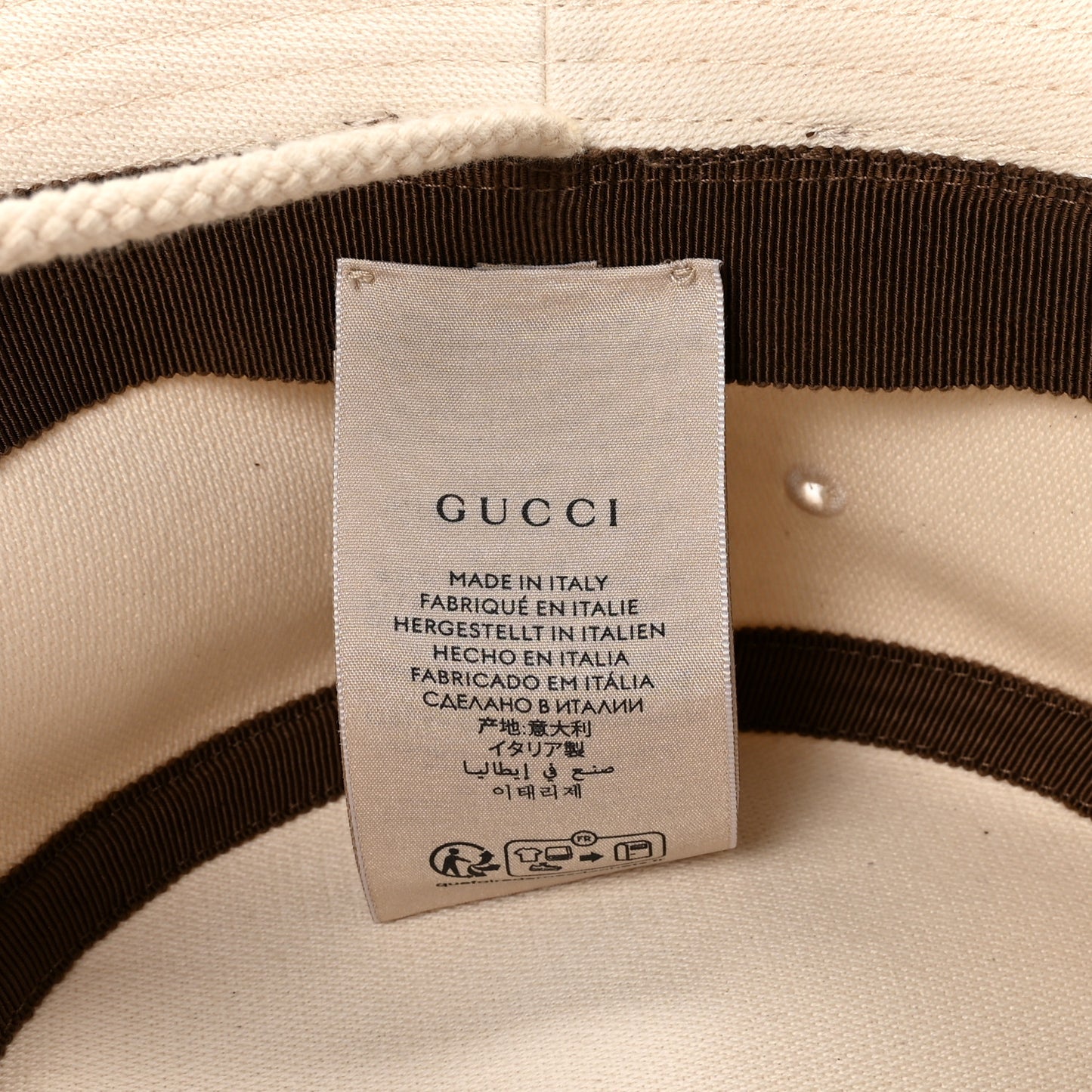 Cotton Textured Dollar Calfskin Bucket Hat XL Beige New Acero