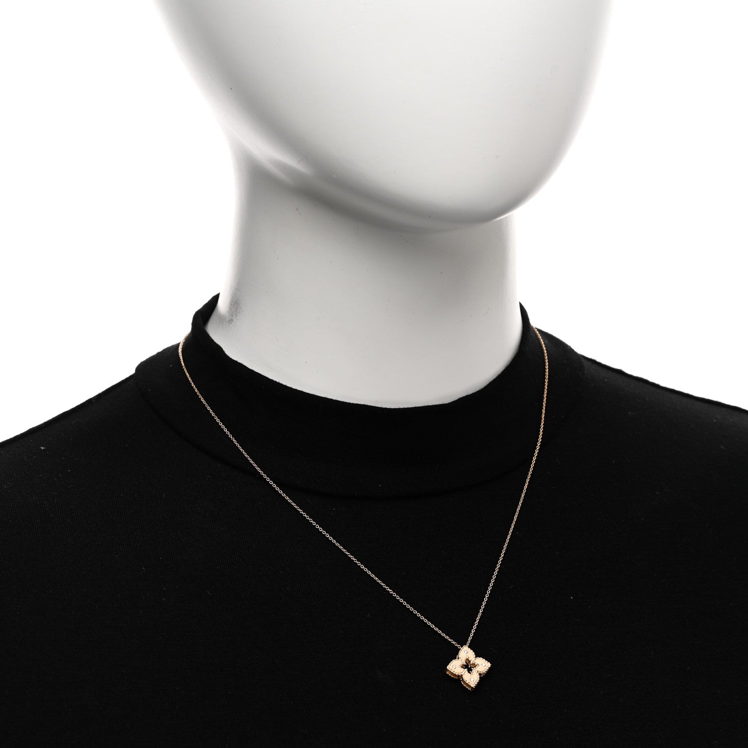 Roberto Coin 18K Rose Gold Diamond Petite Venetian Princess Flower Pendant Necklace 2 of 4