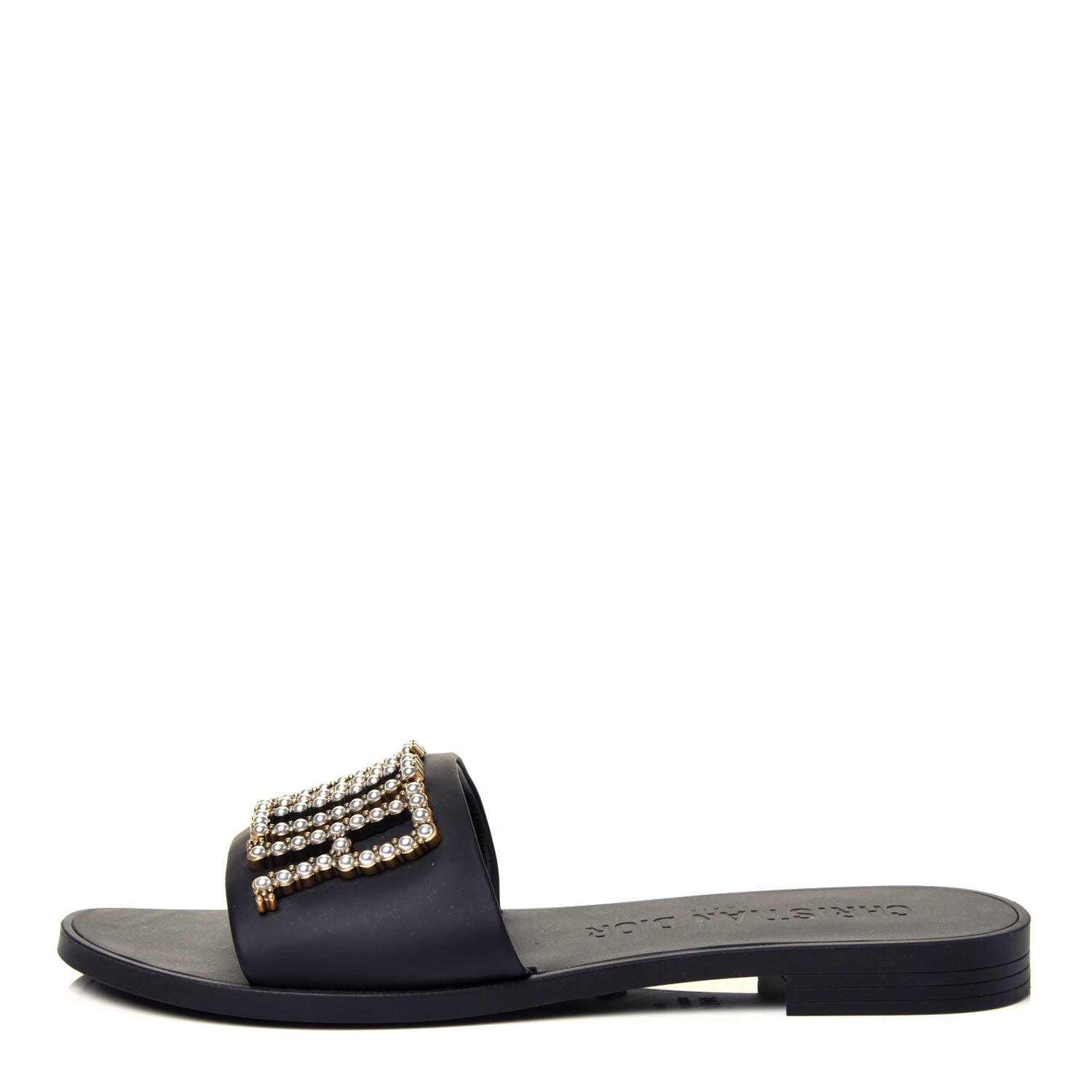 Christian Dior Matte Calfskin Pearl Dio(r)evolution Slide Sandals 38 Black 1 of 10