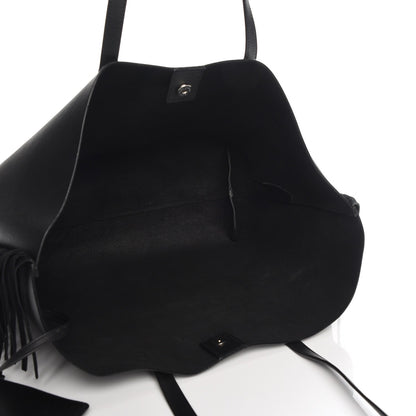Saint Laurent Calfskin Large Fringe Shopping Tote Black 6 of 9