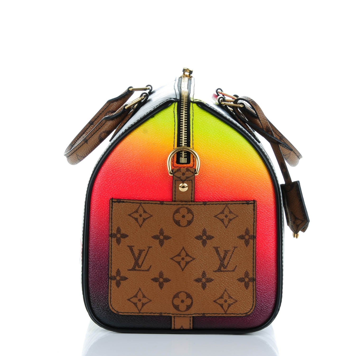 Louis Vuitton Epi Reverse Monogram Damier Race Speedy Bandouliere 30 Black Yellow 5 of 13