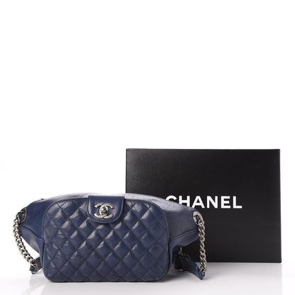 Chanel Crumpled Calfskin Quilted Casual Rock Waist Bag Fanny Pack Blue 9 of 9