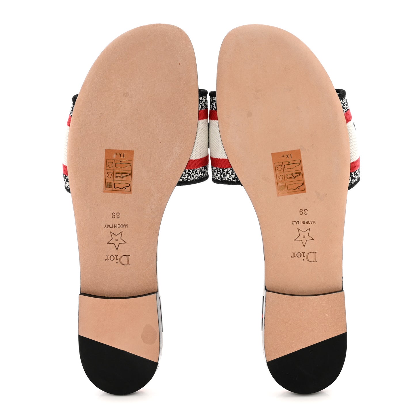 Canvas D-Chess Embroidered Dioramour Dway Mules Slide Sandals 39 Red