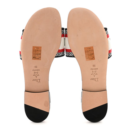 Christian Dior Canvas D-Chess Embroidered Dioramour Dway Mules Slide Sandals 39 Red 5 of 13