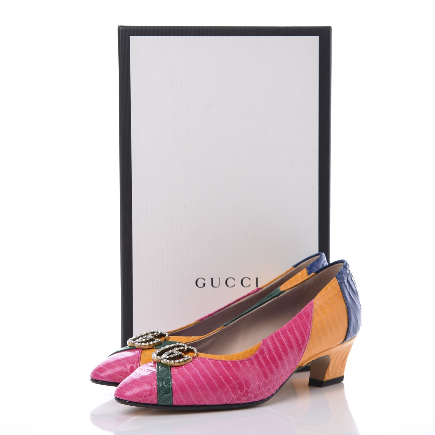 Gucci Snakeskin Crystal Double G Pumps 37 Multicolor 9 of 9