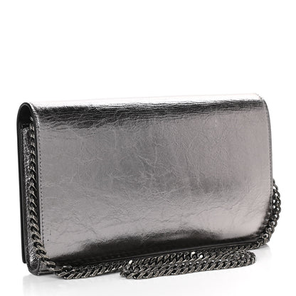 Saint Laurent Metallic Calfskin Monogram Chain Wallet Argento 3 of 11
