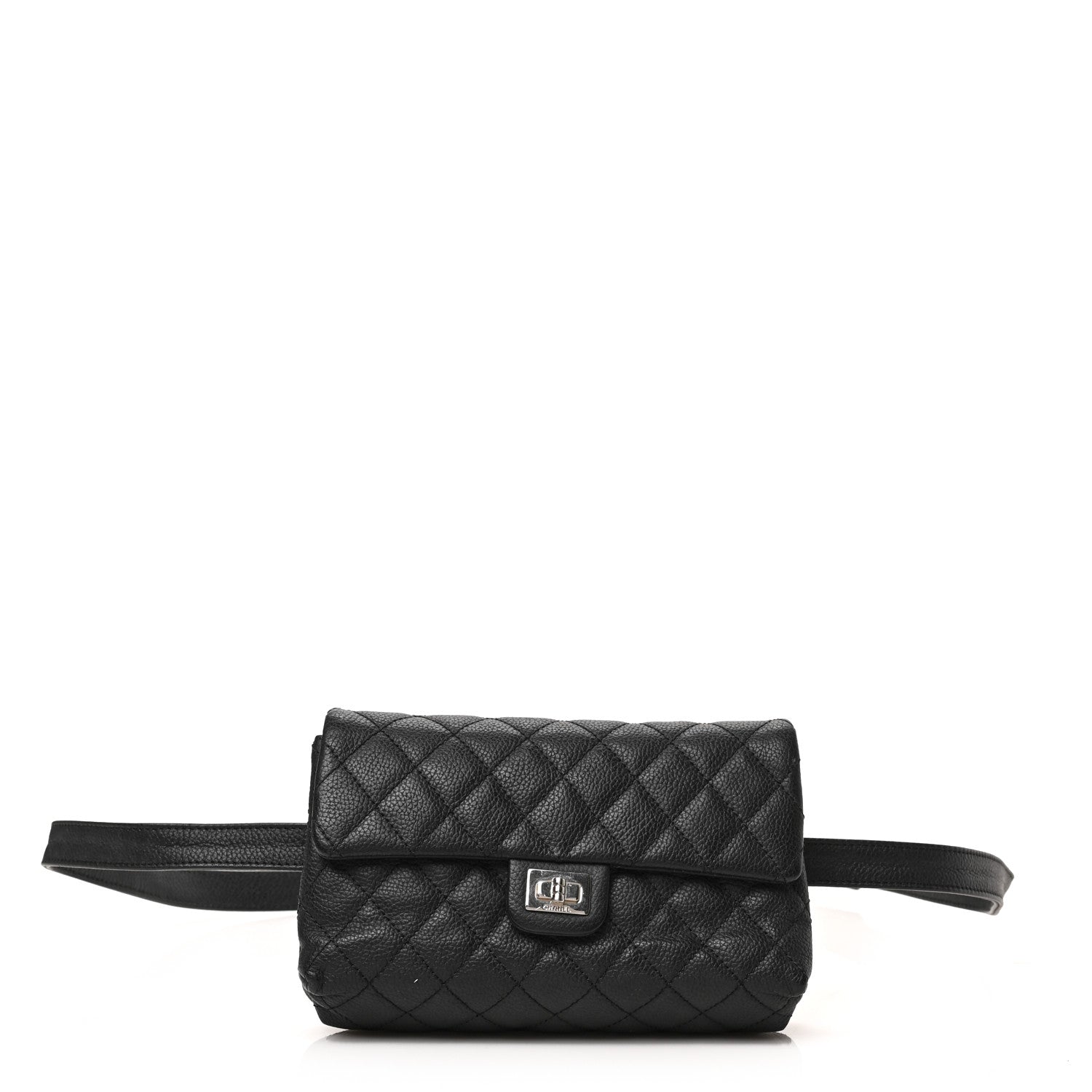 Chanel Grained Calfskin Quilted 2.55 Reissue Flap Belt Bag Clutch Black 1 of 9
