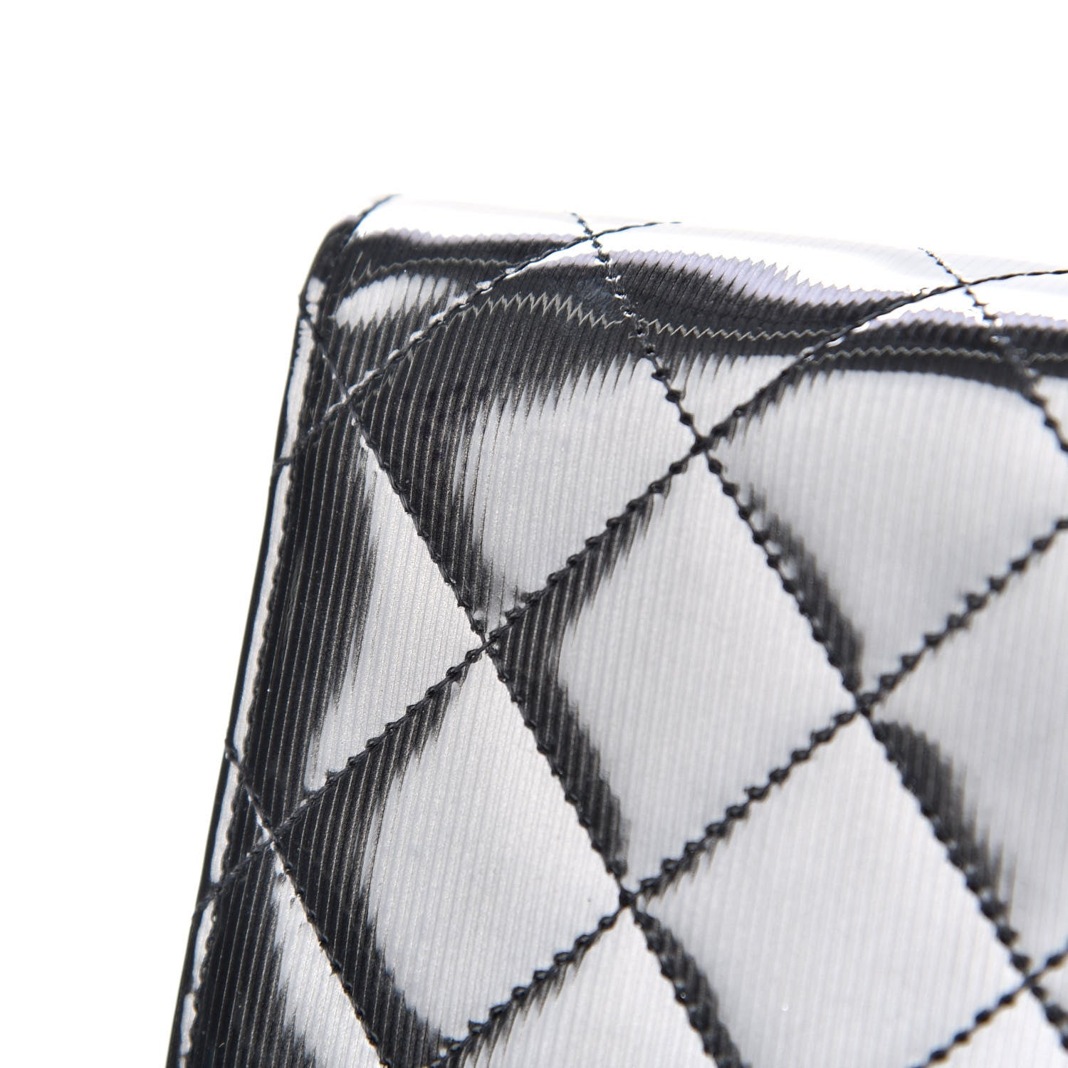 Chanel Striated Patent Quilted Large Gusset Flap Wallet Dark Grey 10 of 12
