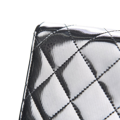 Chanel Striated Patent Quilted Large Gusset Flap Wallet Dark Grey 10 of 12