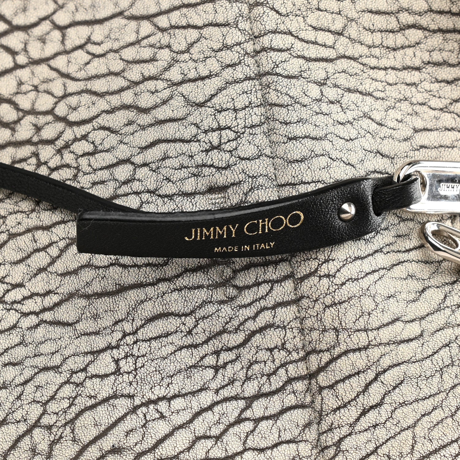 Jimmy Choo Washed Grainy Lambskin Studded Raven Hobo White Black 6 of 7