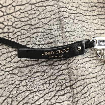 Jimmy Choo Washed Grainy Lambskin Studded Raven Hobo White Black 6 of 7