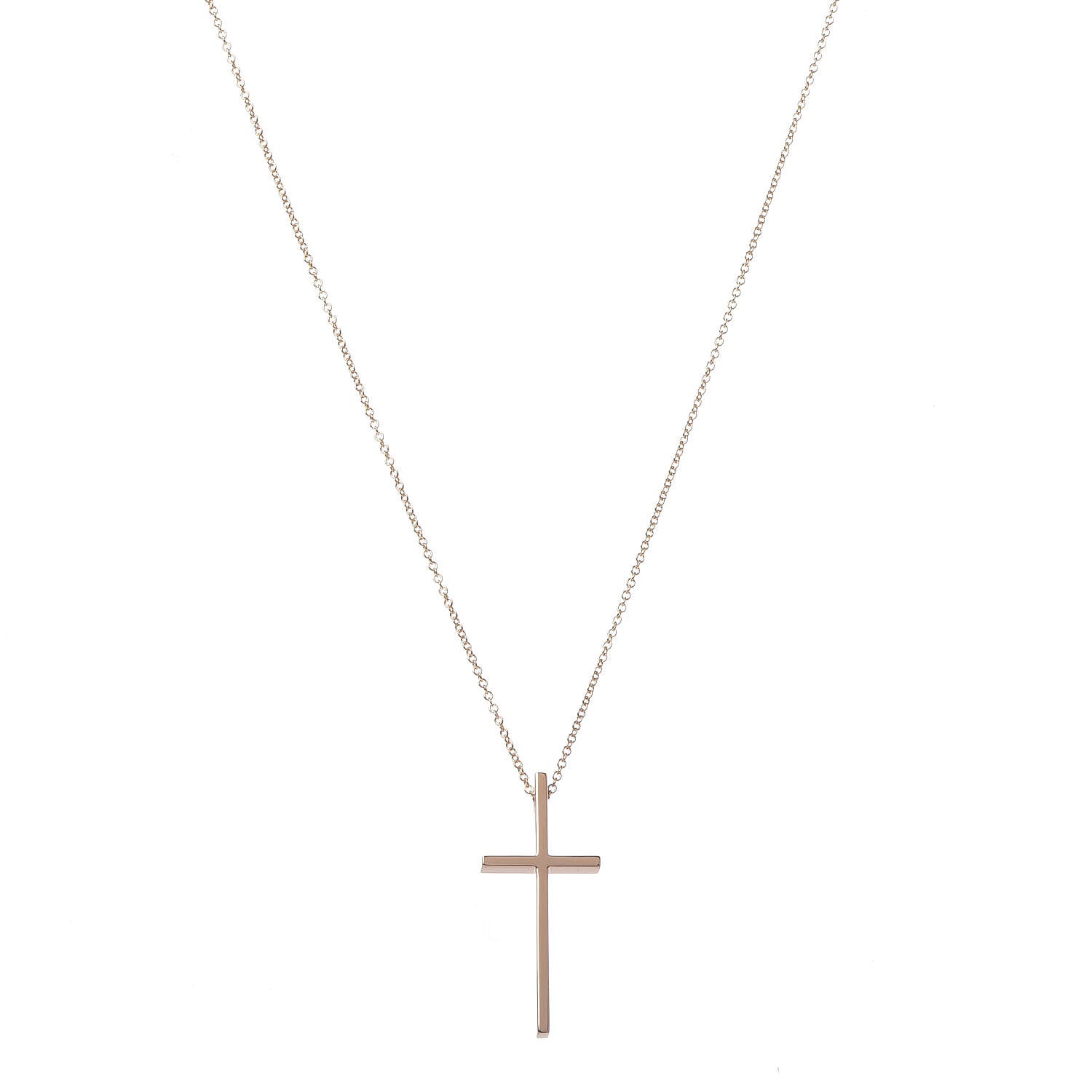 Tiffany 18K Rose Gold Metro Cross Pendant Necklace 1 of 6