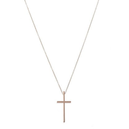 Tiffany 18K Rose Gold Metro Cross Pendant Necklace 1 of 6