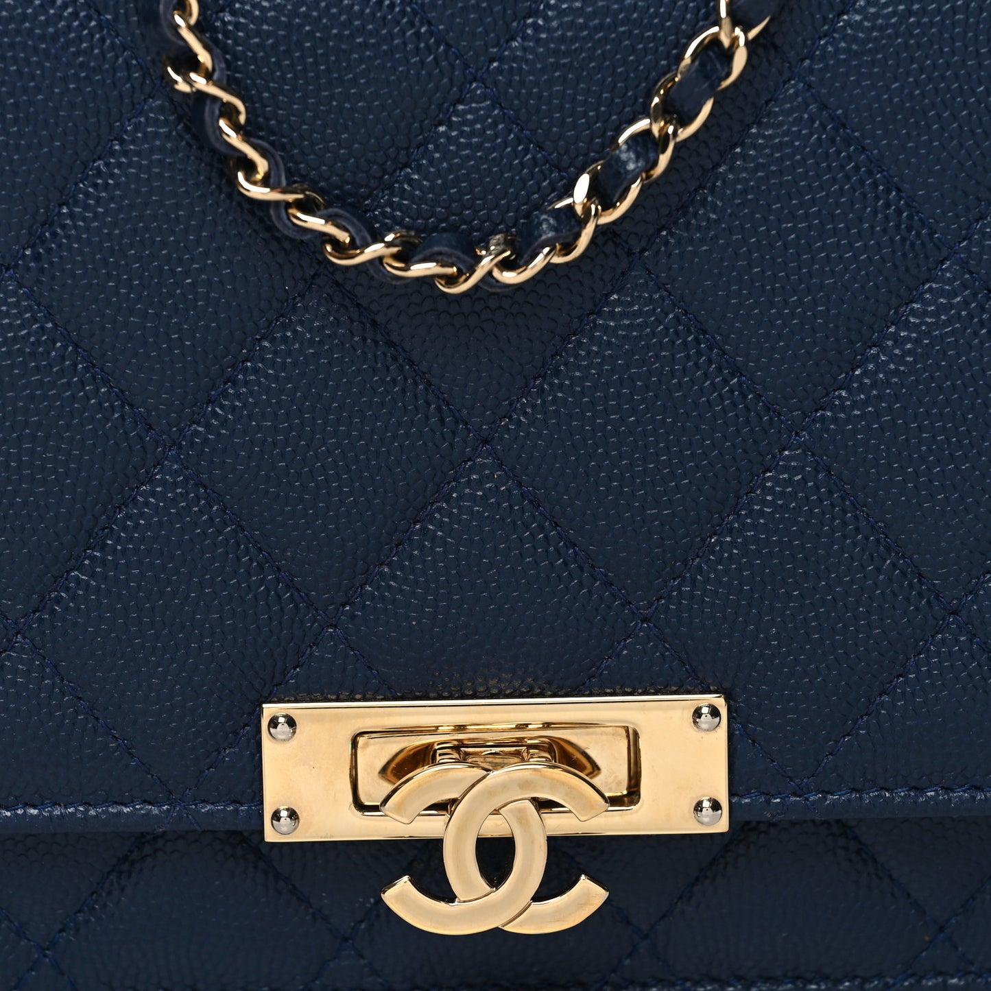 Caviar Quilted Golden Class Wallet On Chain WOC Navy