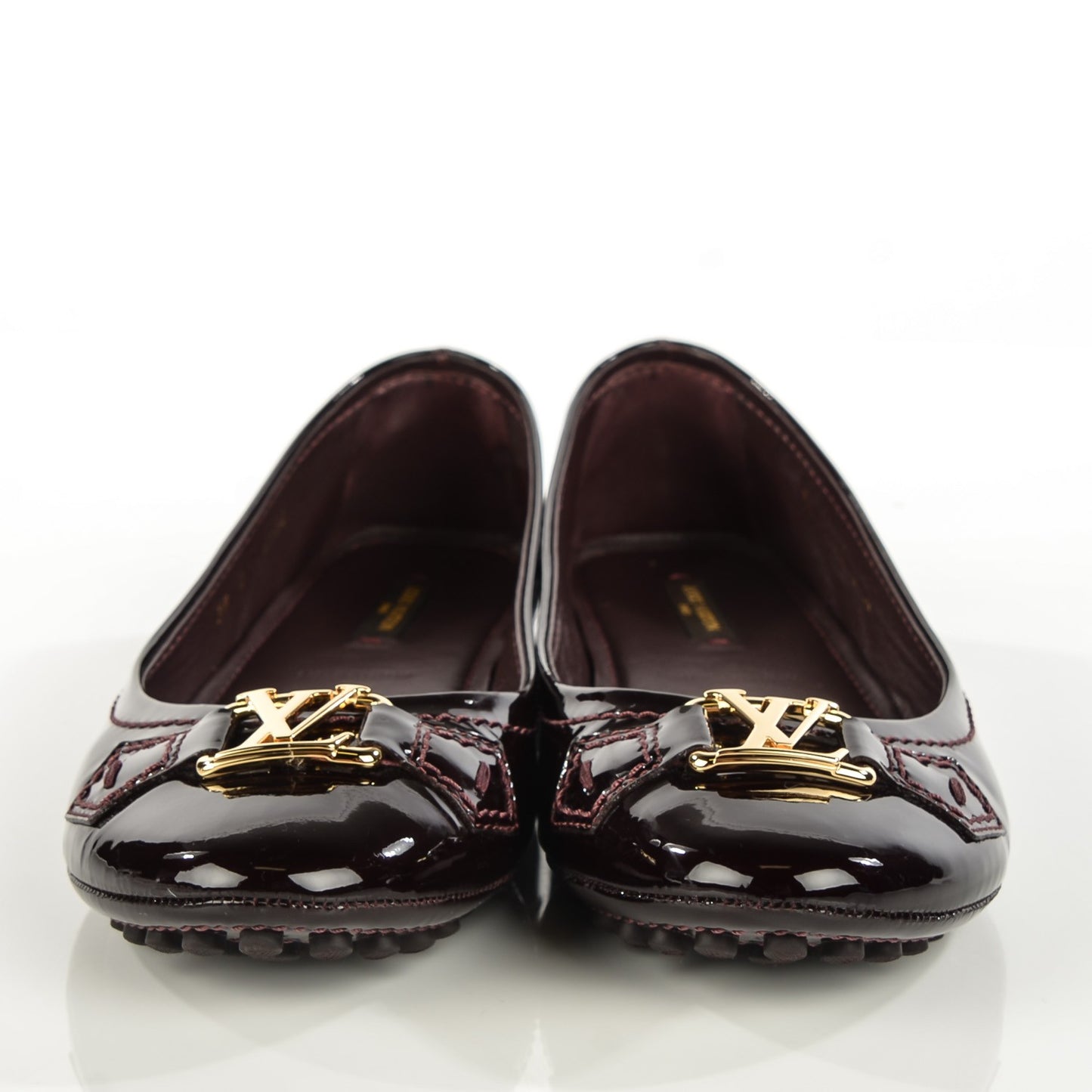Patent Calfskin Oxford Ballerina Flats 38 Amarante