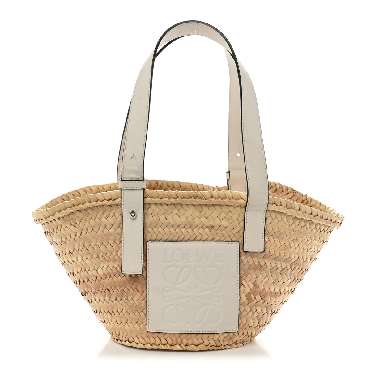 Raffia Small Basket Tote Bag Natural White