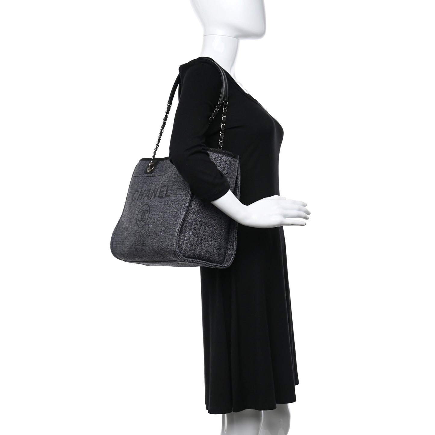 Lurex Boucle Small Deauville Tote Grey