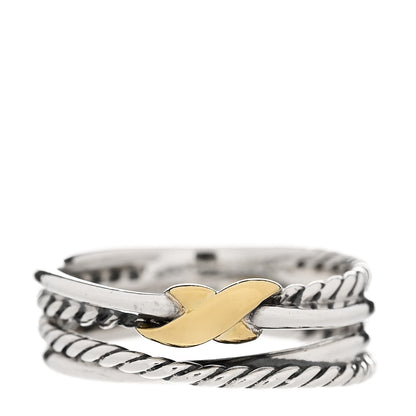 David Yurman Sterling Silver 18K Yellow Gold 6mm X Crossover Ring 51 5.75 1 of 5