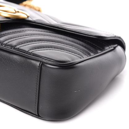 Gucci Calfskin Matelasse Small GG Marmont Shoulder Bag Black 9 of 10