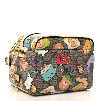 Gucci X PIKARAR GG Supreme Monogram Textured Dollar Calfskin Animal Print Retro Interlocking G Multi-Function Bag Beige Ebony Multicolor Mystic White 4 of 12