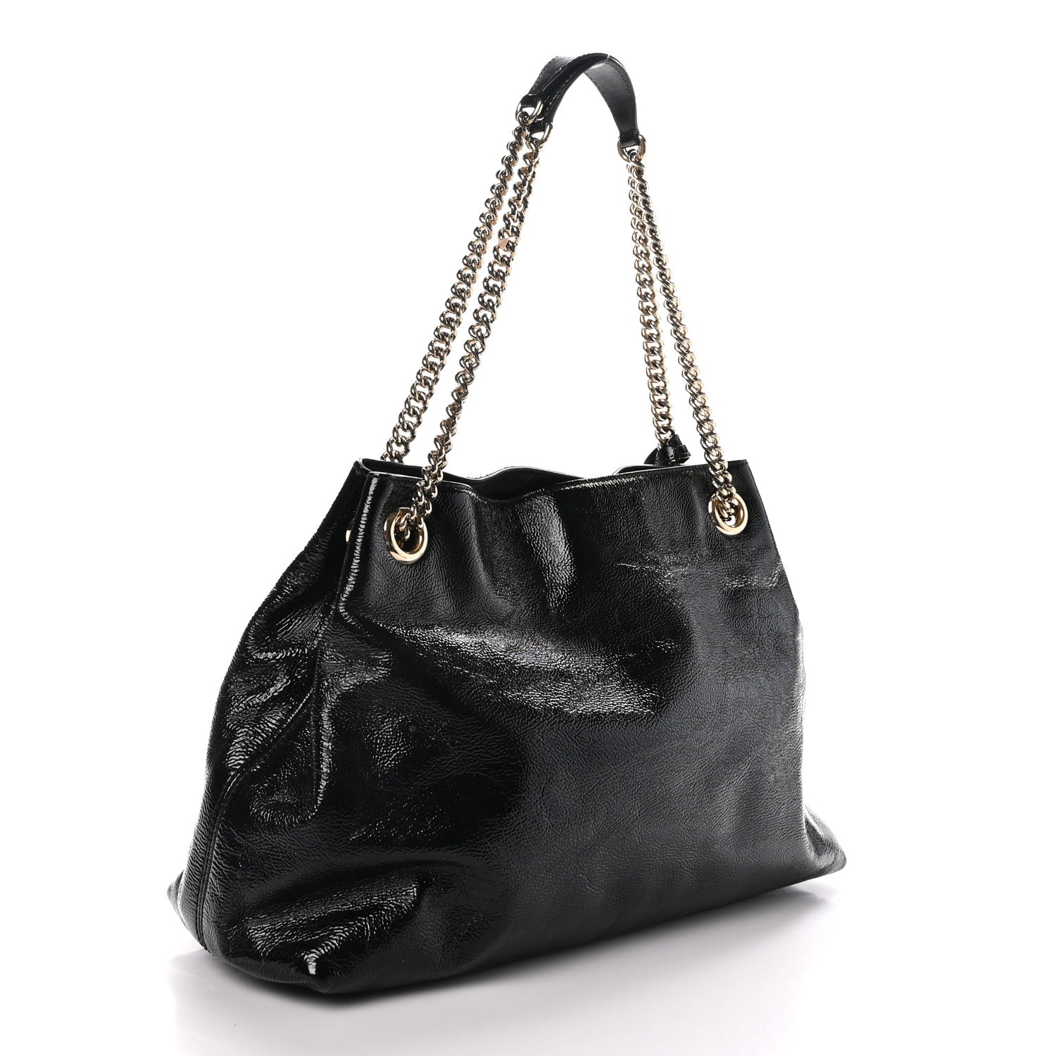 Gucci Patent Medium Soho Chain Shoulder Bag Black 3 of 10