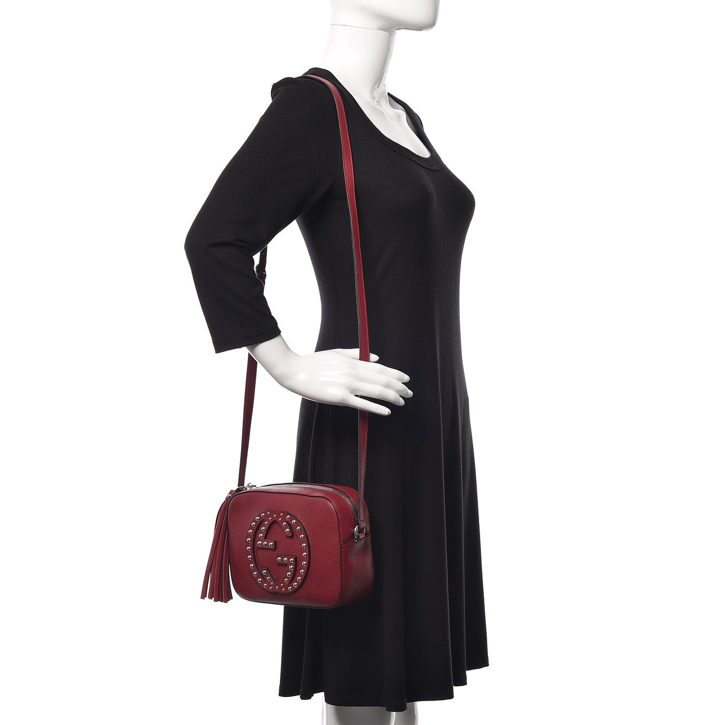 Pebbled Calfskin Studded Small Soho Disco Bag Soft Burgundy