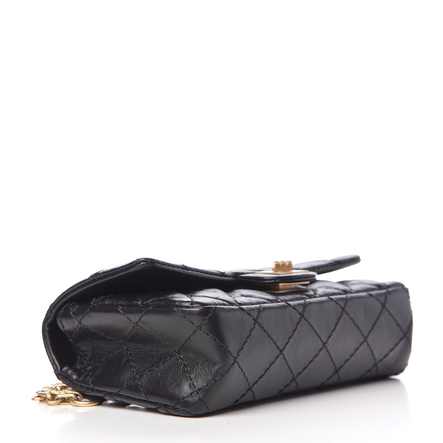 Aged Calfskin Quilted 2.55 Reissue Flap Belt Bag Black
