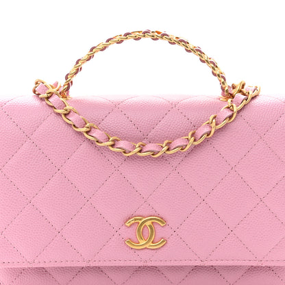 Chanel Shiny Caviar Quilted Pick Me Up Wallet On Chain WOC Pink 5 of 11