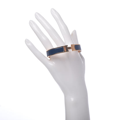 Hermes Enamel Narrow Clic Clac H Bracelet GM Bleu Biarritz 2 of 5
