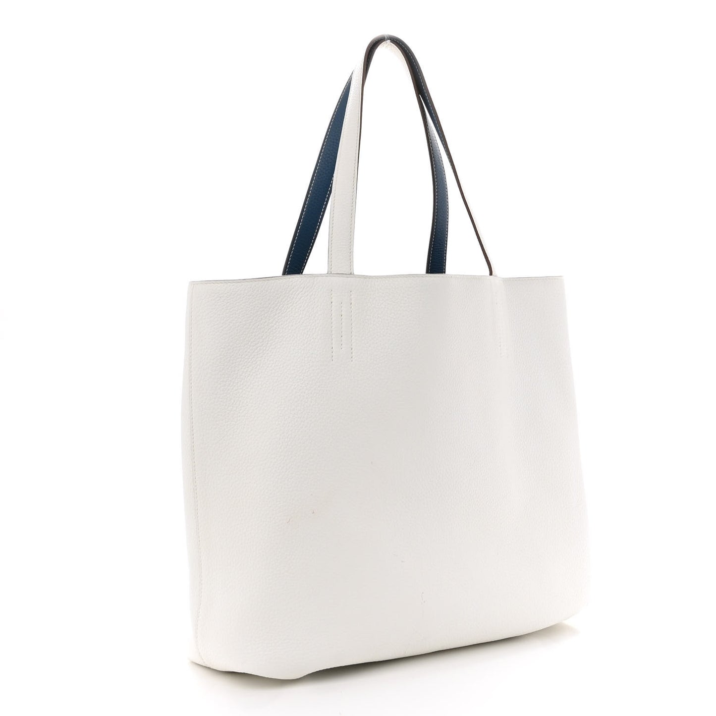 Taurillon Clemence Double Sens 45 Reversible Tote Bleu Thalassa White