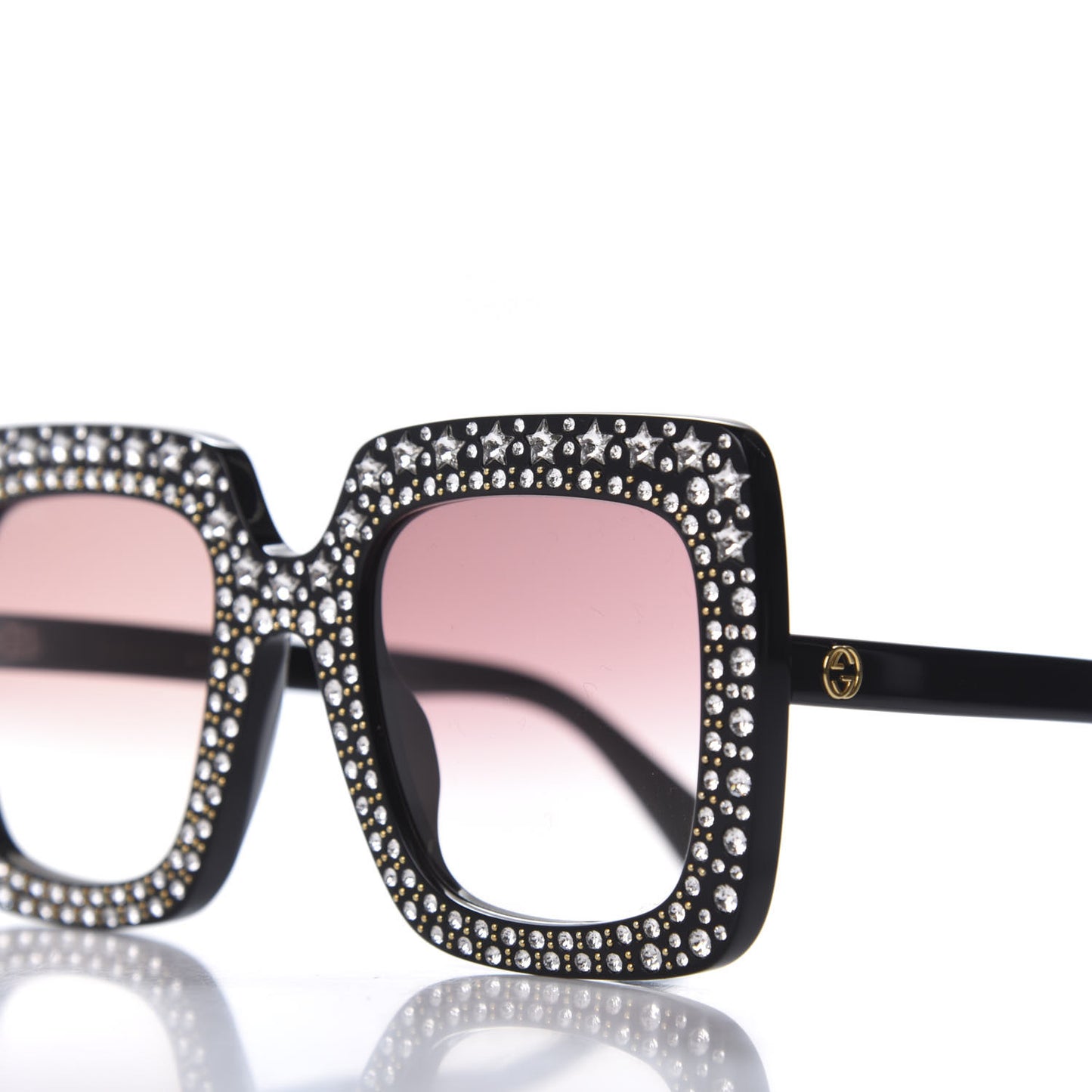 Acetate Crystal Oversize Sunglasses GG0148S Black