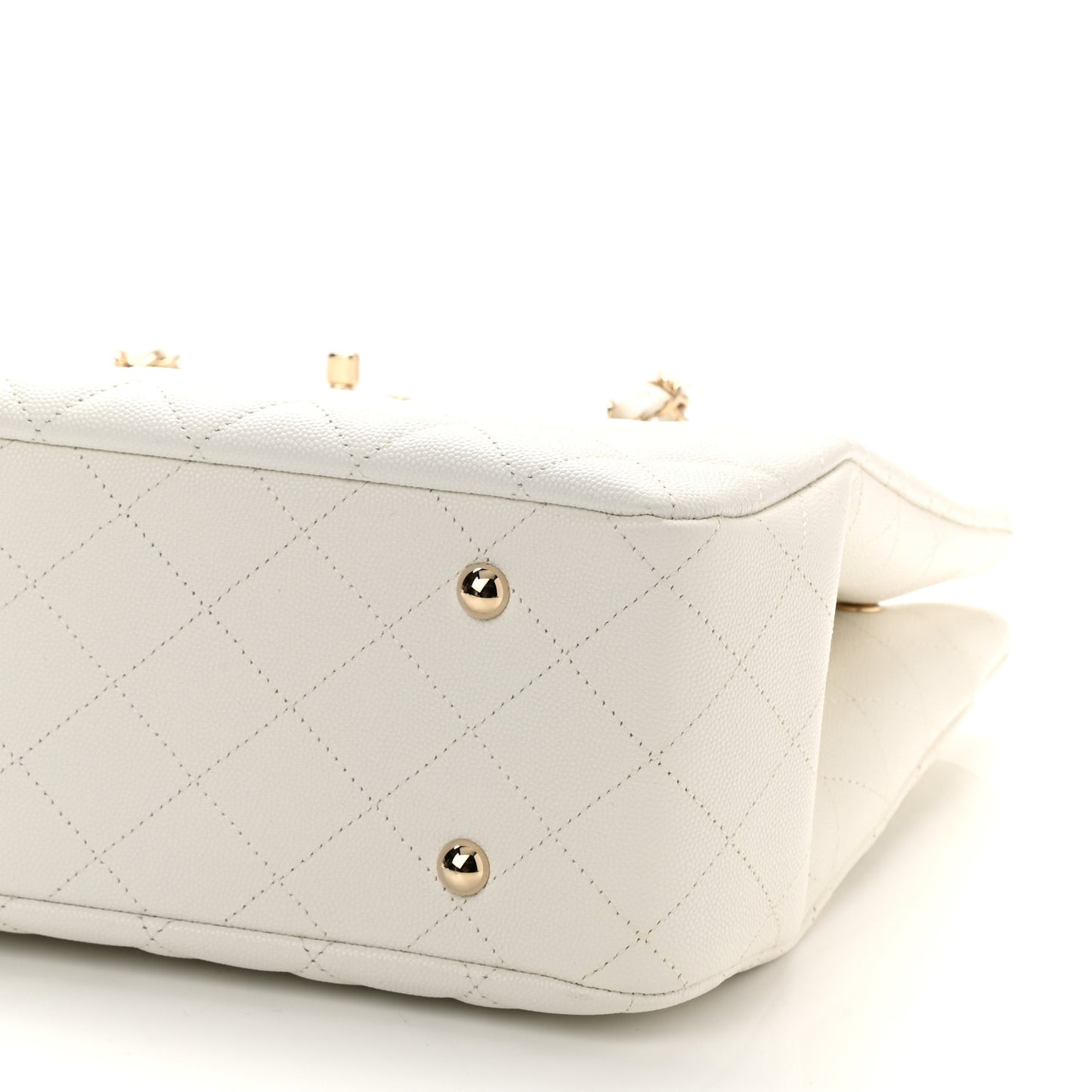 Caviar Quilted Large Classic Shopping Tote White