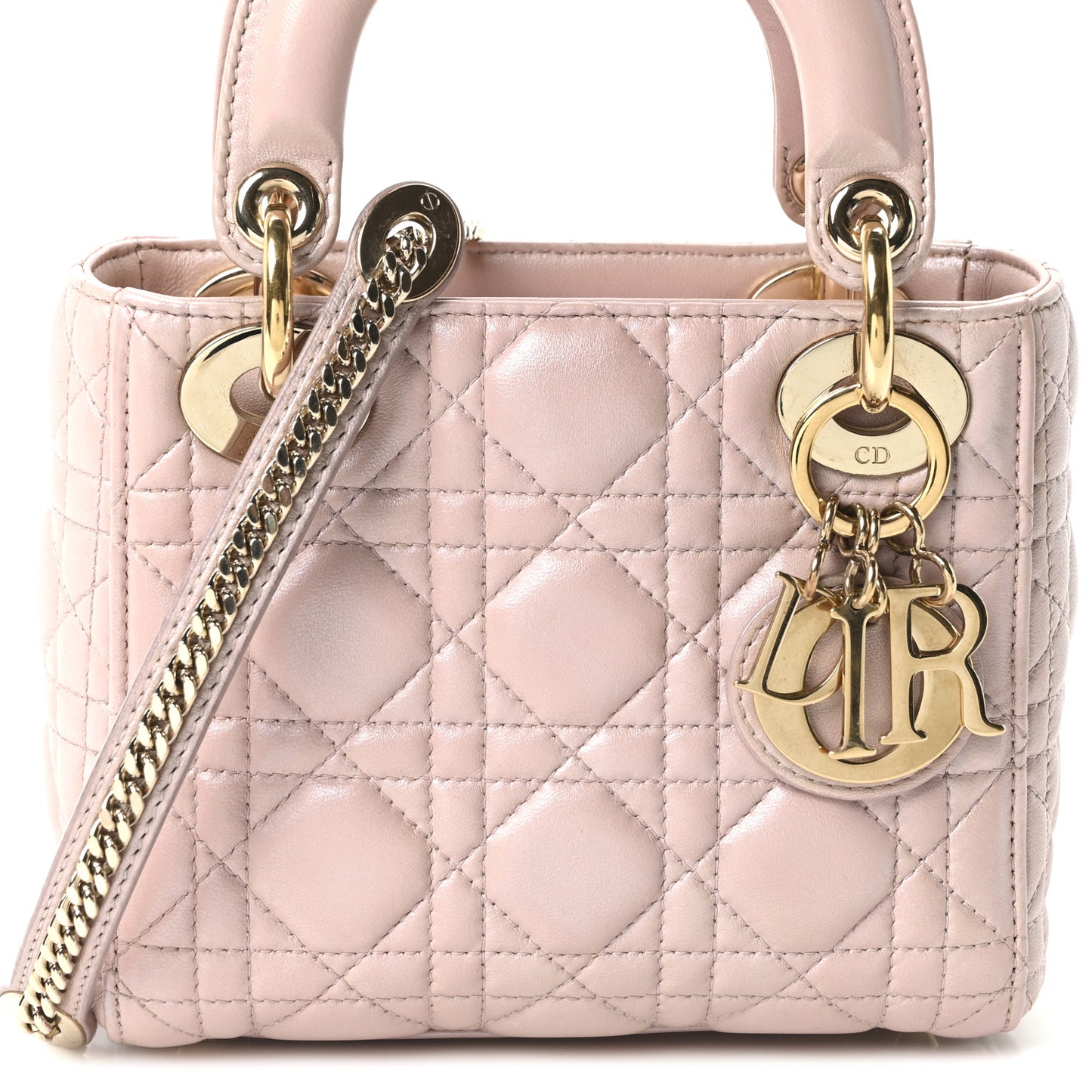 Metallic Lambskin Cannage Mini Lady Dior Lotus