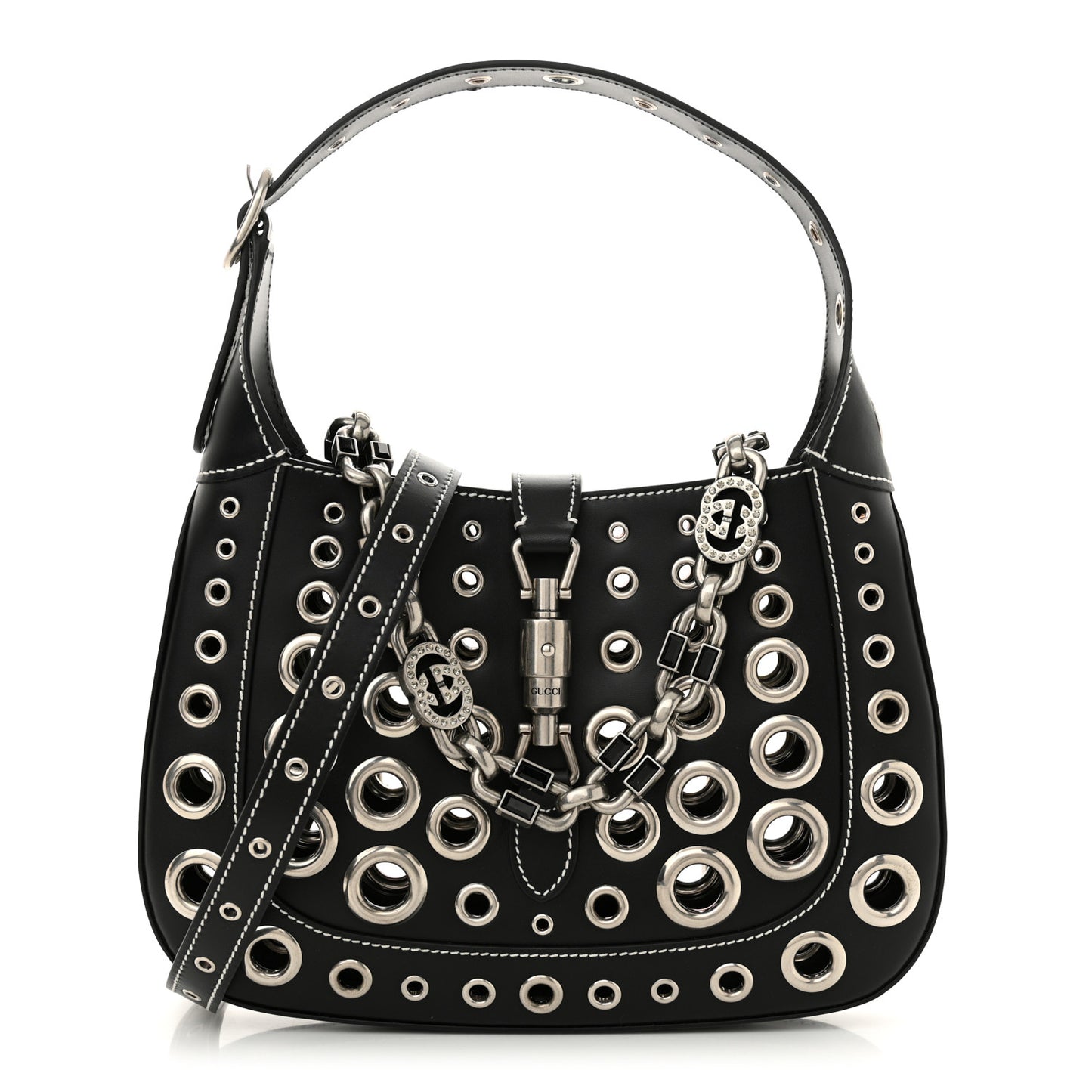 Calfskin Ha Ha Ha Jackie 1961 Eyelet Hobo Black