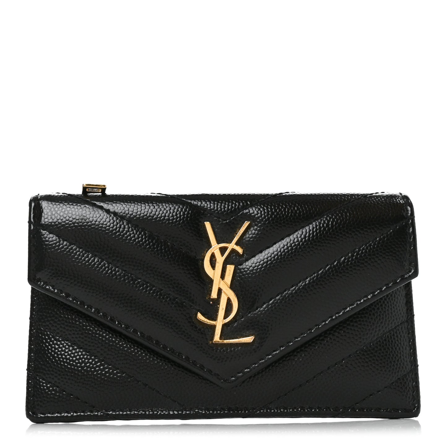 Grain De Poudre Matelasse Chevron Monogram Compact Wallet Black