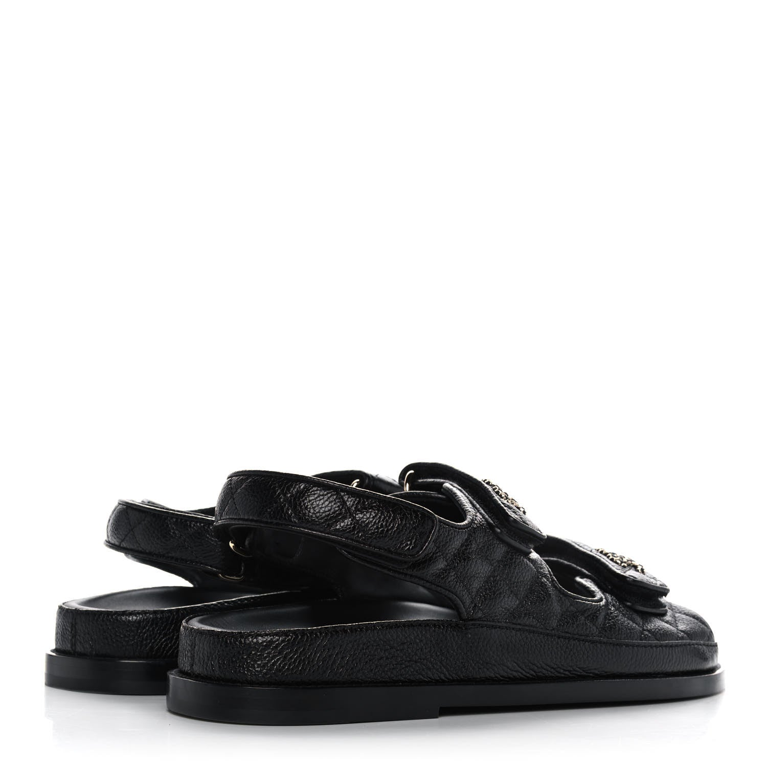 Chanel Grained Calfskin Velcro Dad Sandals 39 Black 4 of 9