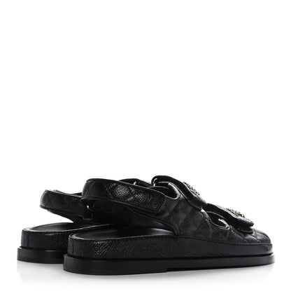 Chanel Grained Calfskin Velcro Dad Sandals 39 Black 4 of 9