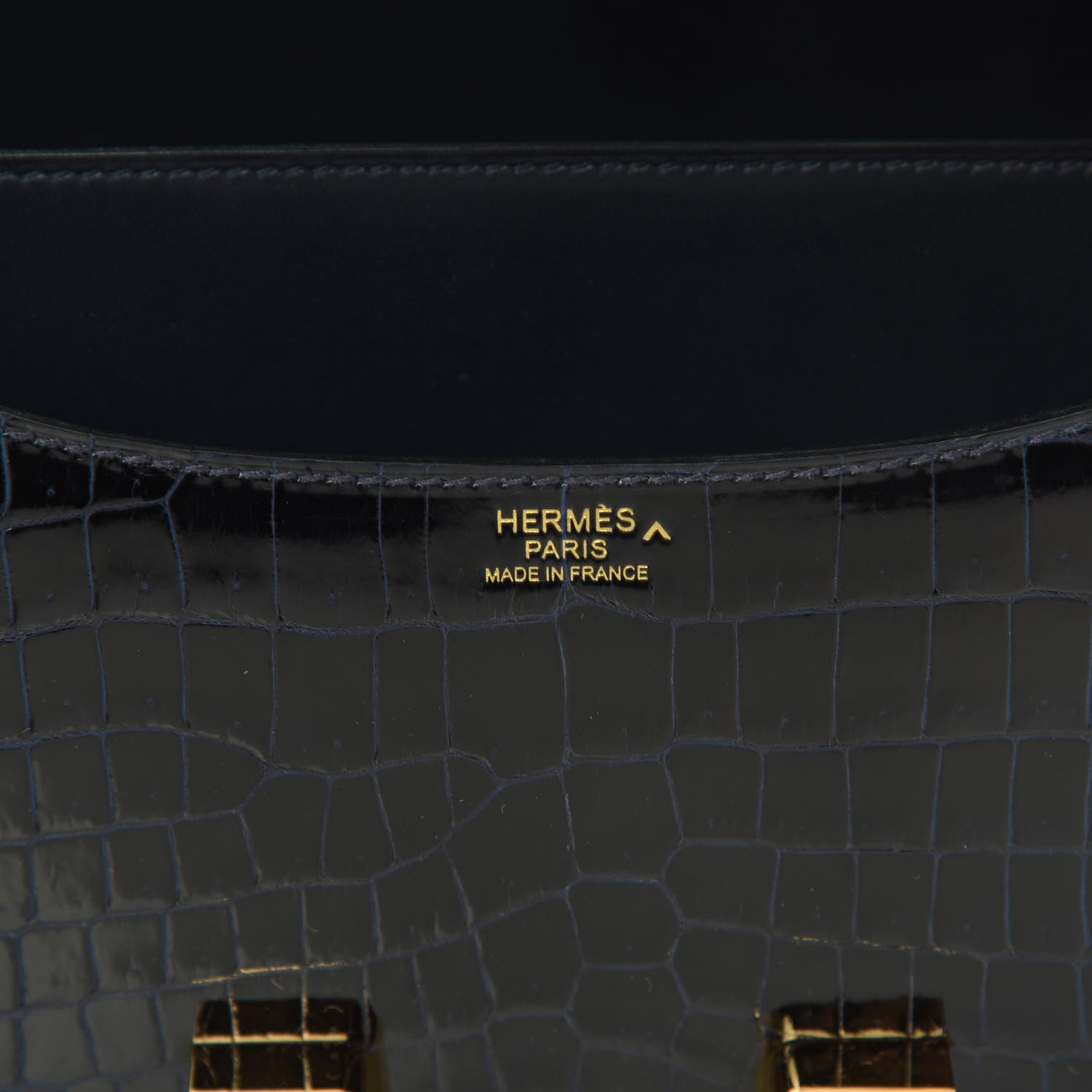 Hermes Shiny Porosus Crocodile Constance 24 Bleu Marine 6 of 11