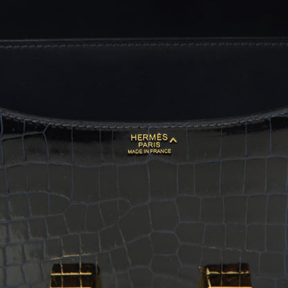Hermes Shiny Porosus Crocodile Constance 24 Bleu Marine 6 of 11