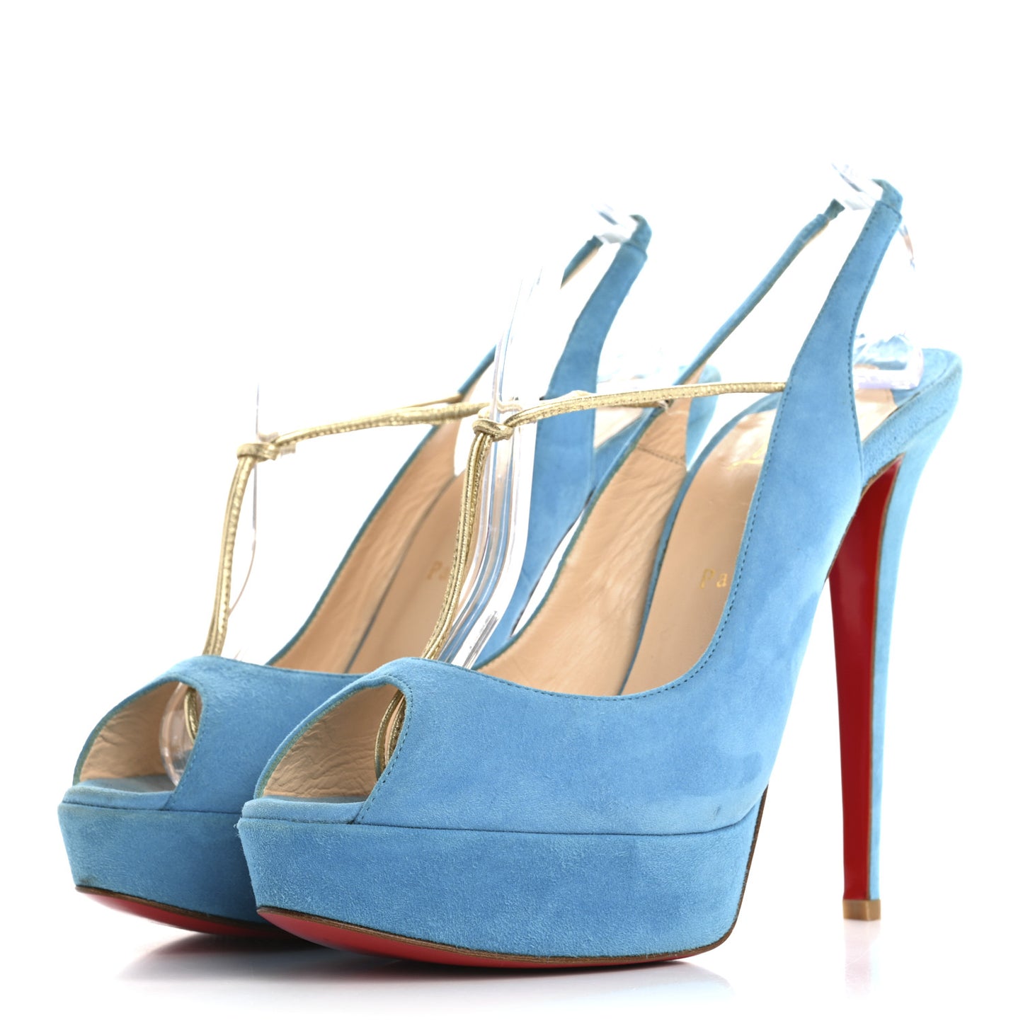 Veau Velours Spritney 100 Peep Toe Pump 41 Blue