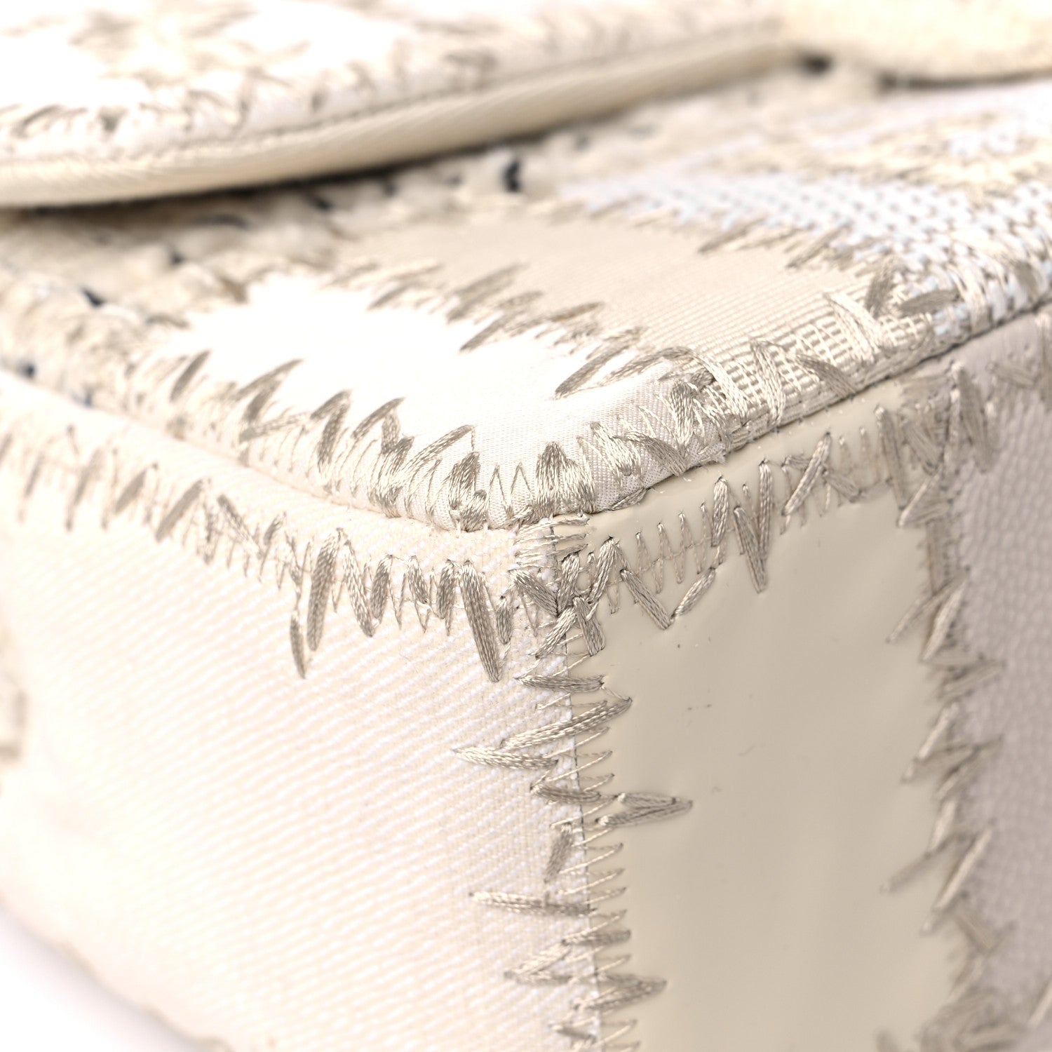 Chanel Tweed Patchwork Jumbo Single Flap White 8 of 15