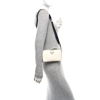 Prada Saffiano Travel Small Brique Crossbody Bag White 2 of 9
