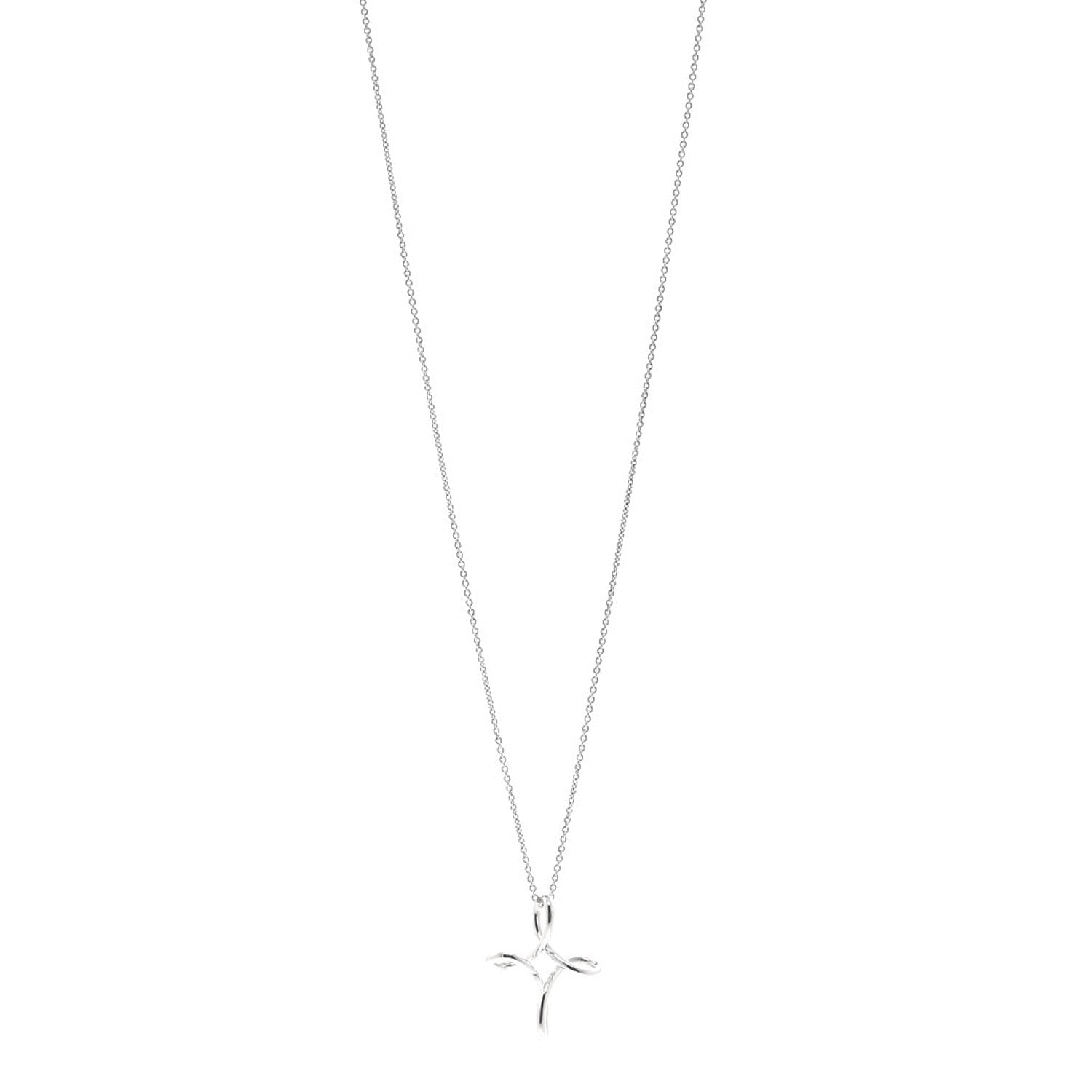 Tiffany Sterling Silver Elsa Peretti Infinity Cross Pendant Necklace 1 of 5