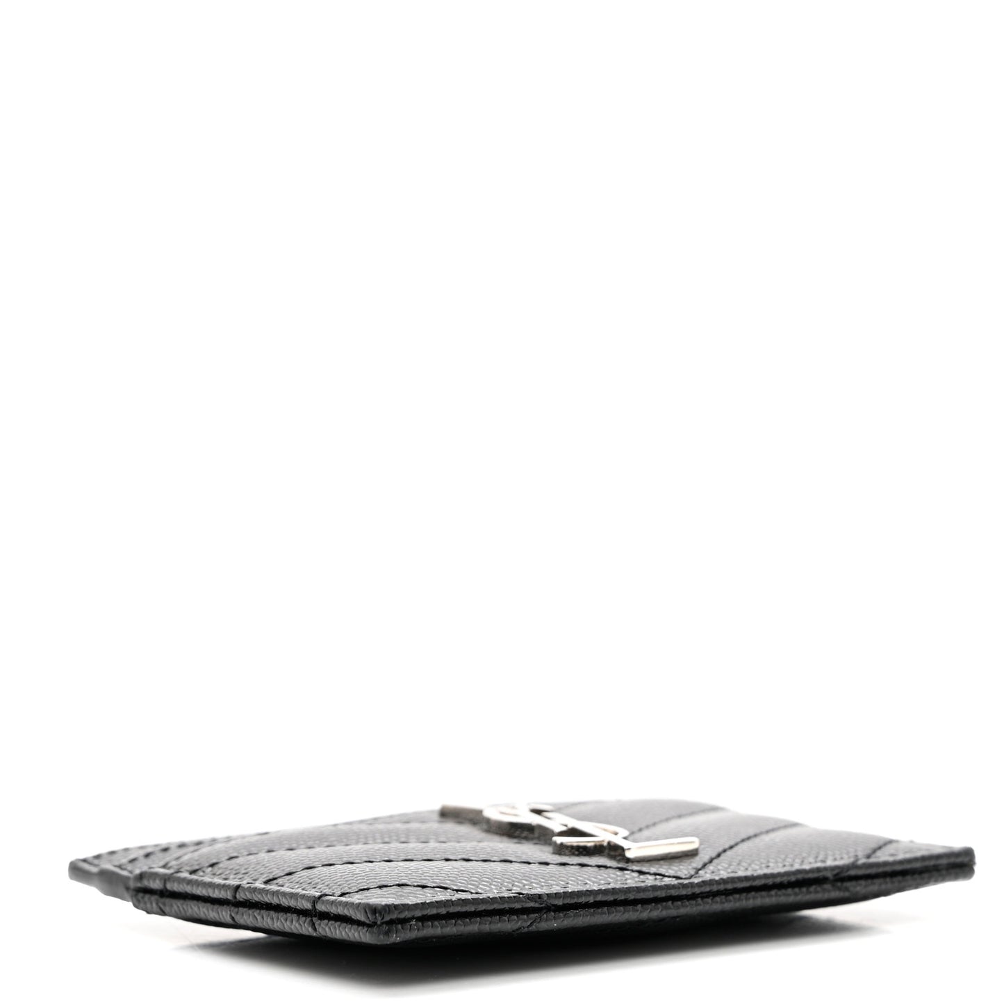 Grain De Poudre Matelasse Chevron Monogram Credit Card Case Black