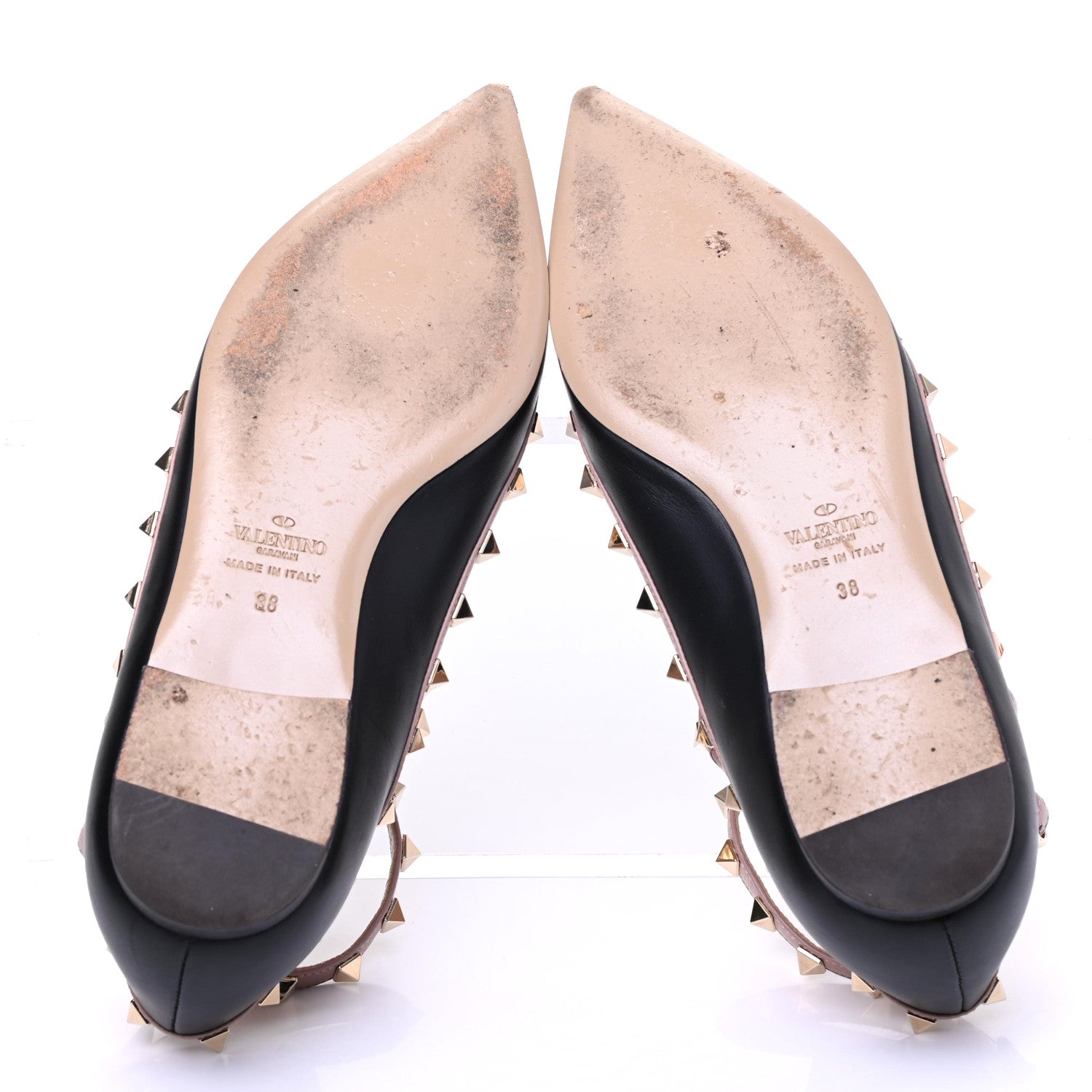 Valentino Garavani Nappa Rockstud Cage Ballerina Flats 38 Black Poudre 8 of 17