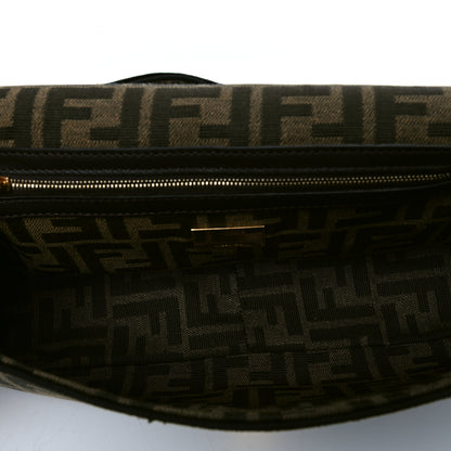 Fendi Fabric Jacquard FF 1974 Medium Baguette Tobacco Moro Black 4 of 5